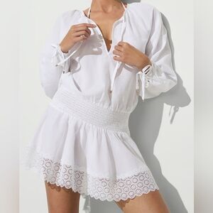 Victoria's Secret Beachwear Linen Lace-Trim Dress Size S